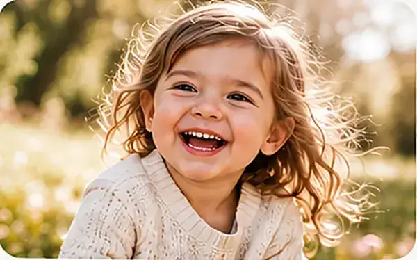 Smiling young child outdoors